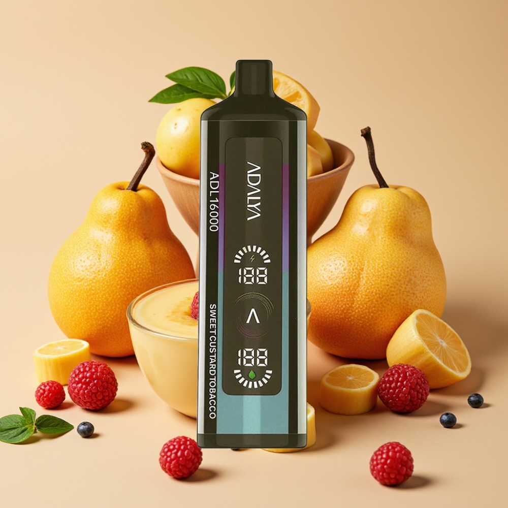 Adalya ADL 16000 PRO Puffs Disposable Vape Digital Screen USB-C Süßer Pudding Tabak
