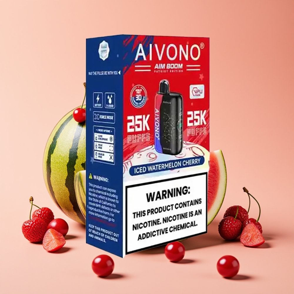 Aivono AIM BOOM 25000 Puffs 28ml 650mAh Typ-C Eistige Wassermelone-Kirsche
