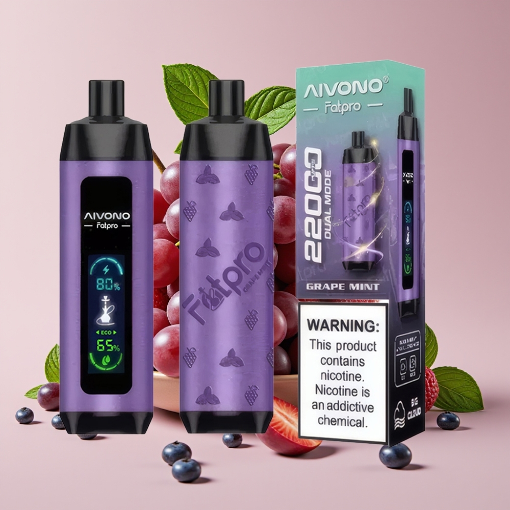 Aivono AIM FATPRO 22000 Puffs 28ml Grape Minze 600mAh 0.6 Ohm Dual Modes