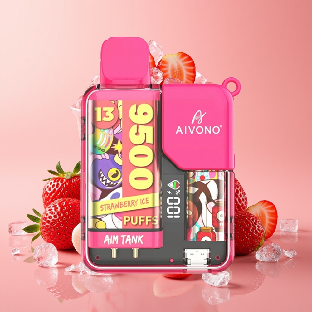 Aivono AIM-TANK 9500 Puffs 18ml 650mAh LCD Erdbeer-Eis
