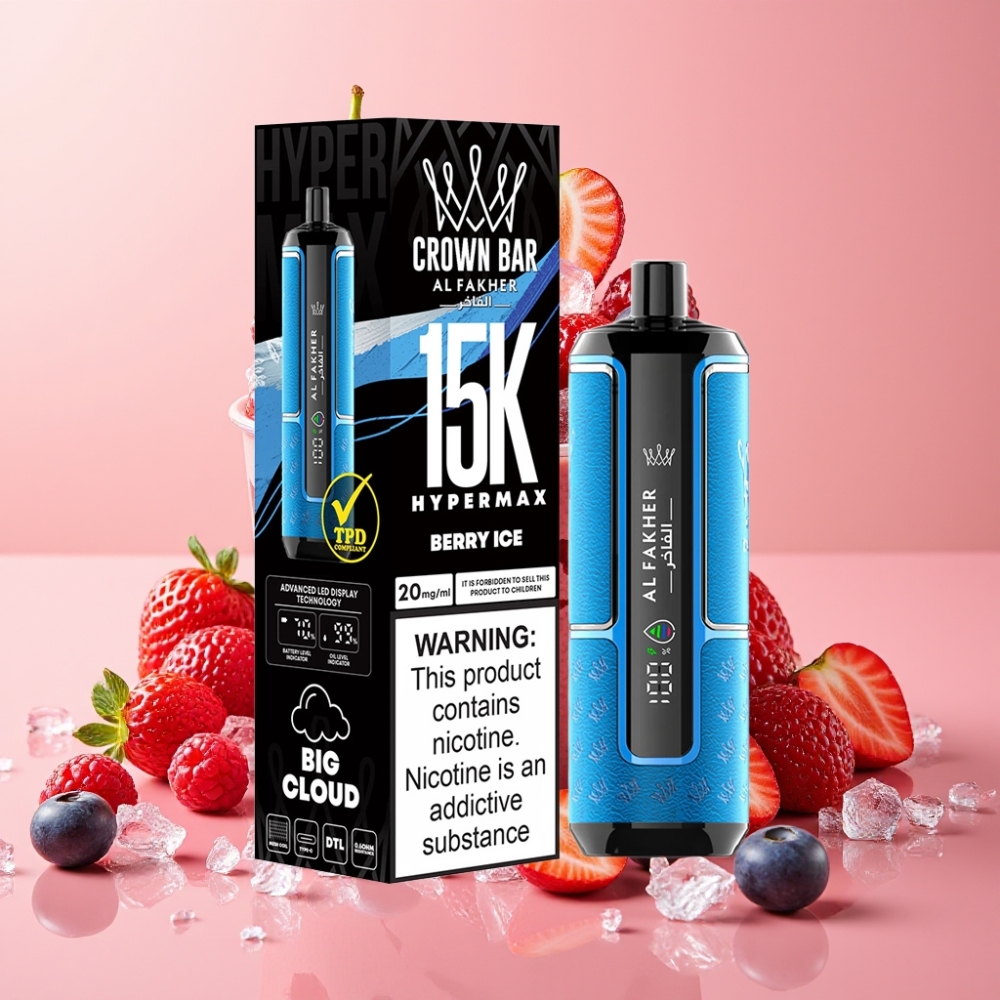 Al Fakher Crown Bar 15K Hypermax 22ml 600mAh Typ-C Beeren-Eis