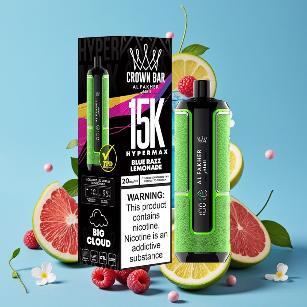 Al Fakher Crown Bar 15K Hypermax 22ml 600mAh Typ-C DTL 6mg Blau-Himbeer-Limonade