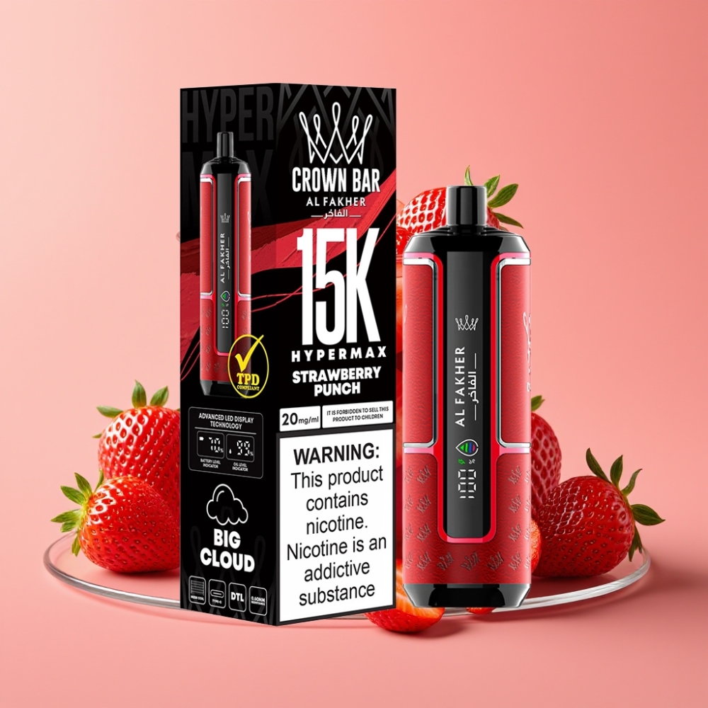 Al Fakher Crown Bar 15K Hypermax 22ml 600mAh Typ-C DTL Erdbeer-Punch