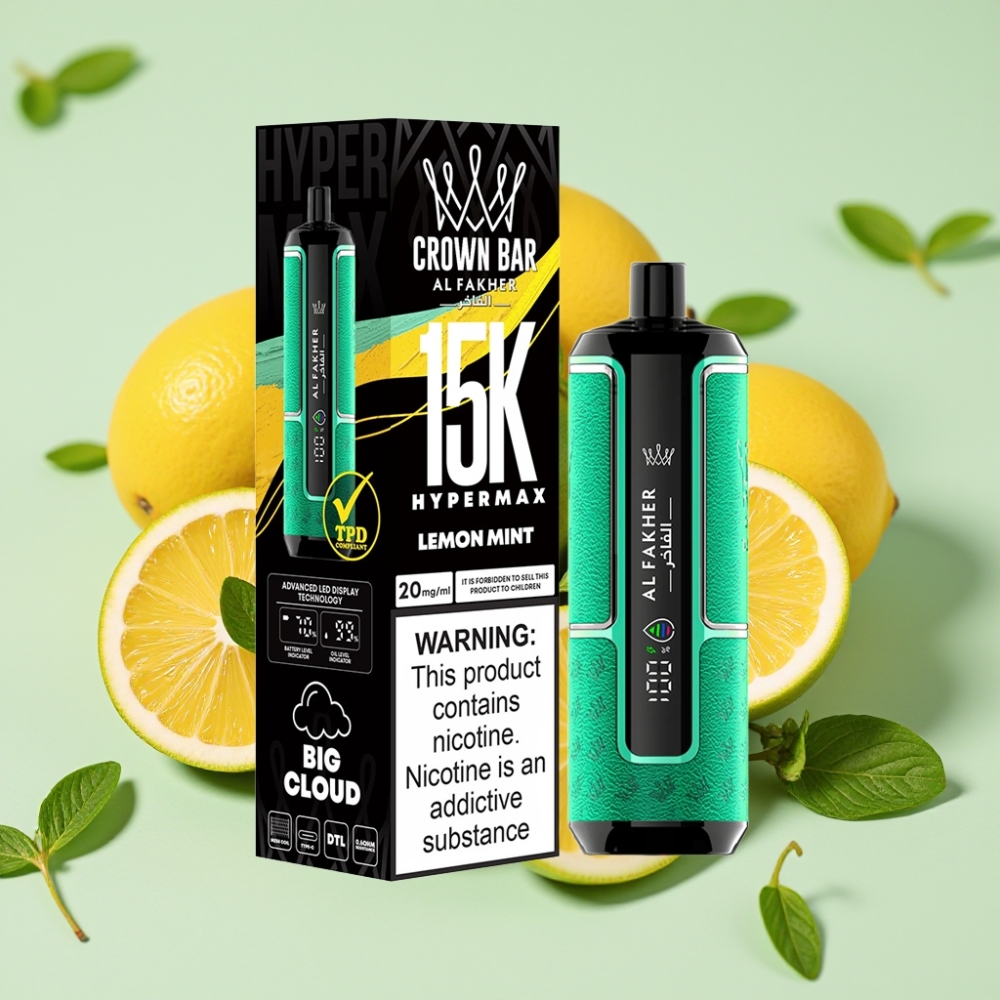 Al Fakher Crown Bar 15K Hypermax 22ml 600mAh Typ-C Zitrone-Minze