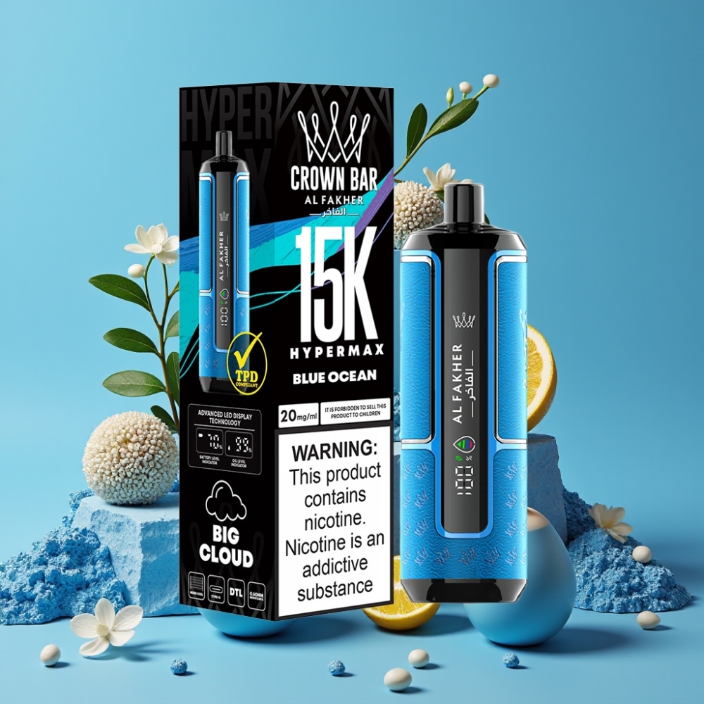 Al Fakher Crown Bar 15K Hypermax 22ml 600mAh Type-C DTL 6mg Blaues Meer