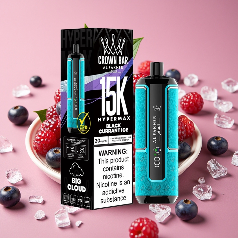 Al Fakher Crown Bar 15K Hypermax 22ml Typ-C Schwarzbeer-Eis