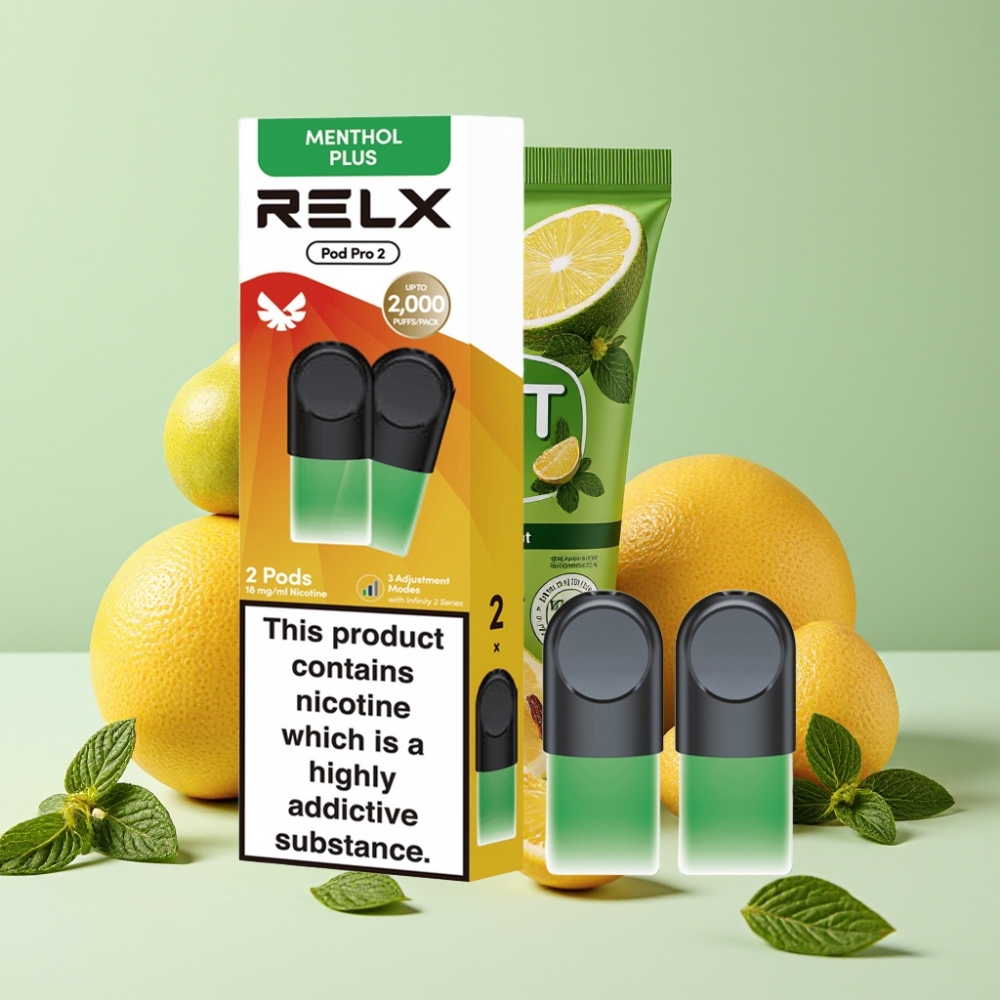 RELX Pod Pro 2 600 Puffs 1.9ml 1.8% 3 Spannungsmodi Minze-Menthol Plus