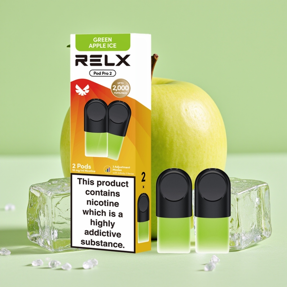 RELX Pod Pro 2 600 Puffs 1.9ml 1.8% Grüner Apfel Eis