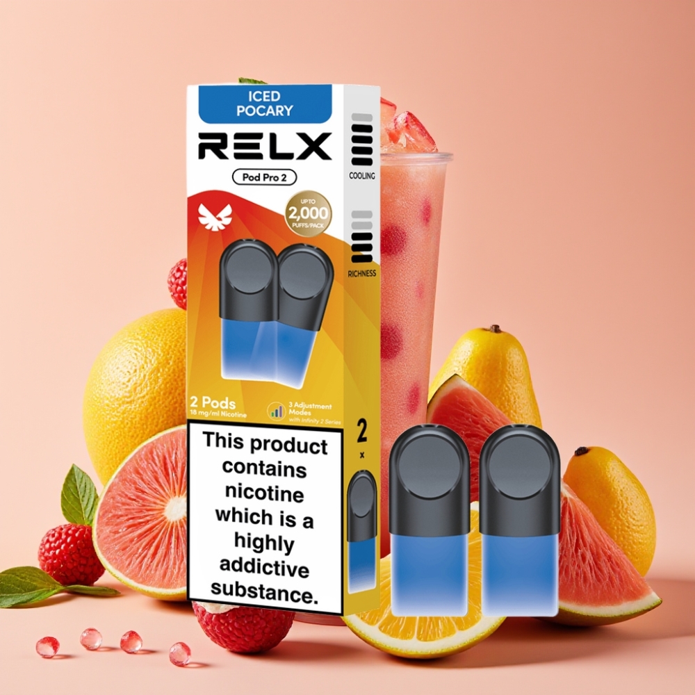 RELX Pod Pro 2 600 Puffs 1.9ml 1.8% Nikotin Getränk-Eis Pocary