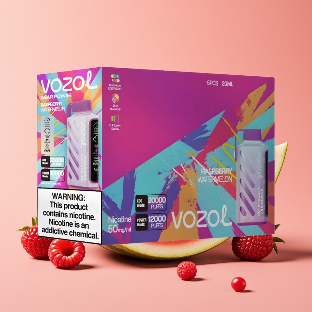 VOZOL Gear Power 20000 Puffs Dual Mesh Coil 20mL Himbeer Wassermelone