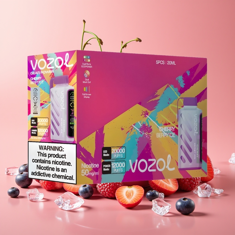 VOZOL Gear Power 20000 Puffs Dual Mesh Coil 20mL Kirsch-Beere-Eis