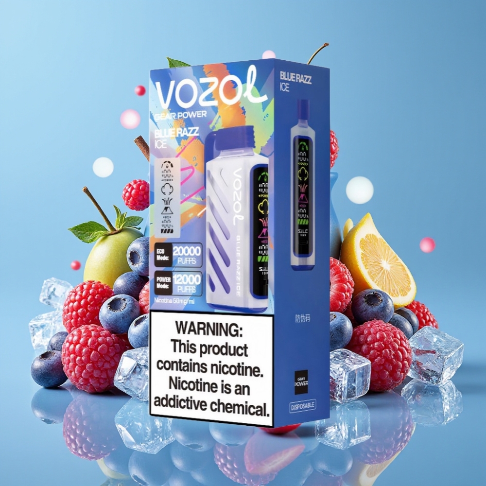 VOZOL Gear Power 20000 Puffs S.i.L.C. Tech Dual Mesh Coil Blauer Himbeer-Eis