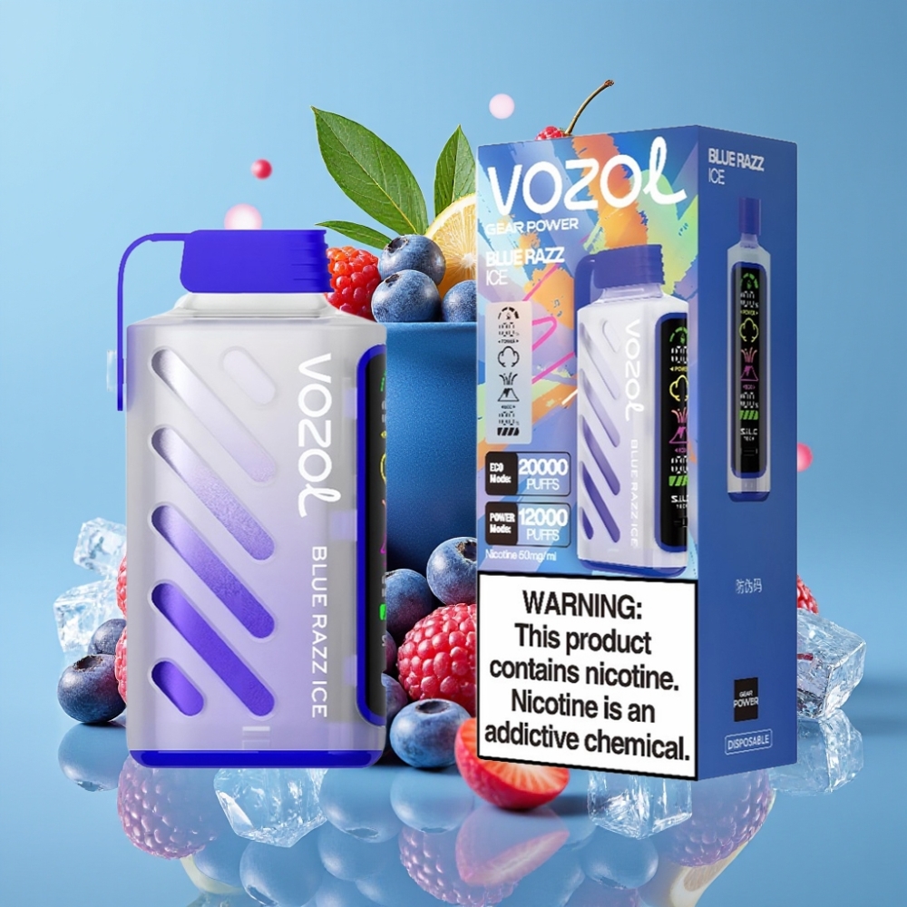 VOZOL Gear Power 20000 Puffs S.i.L.C. Tech Dual Mesh Coil Blauer Himbeer-Eis
