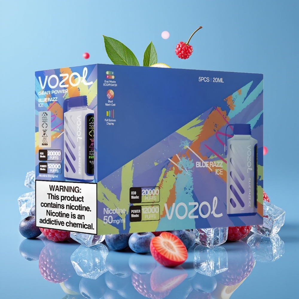 VOZOL Gear Power 20000 Puffs S.i.L.C. Tech Dual Mesh Coil Blauer Himbeer-Eis