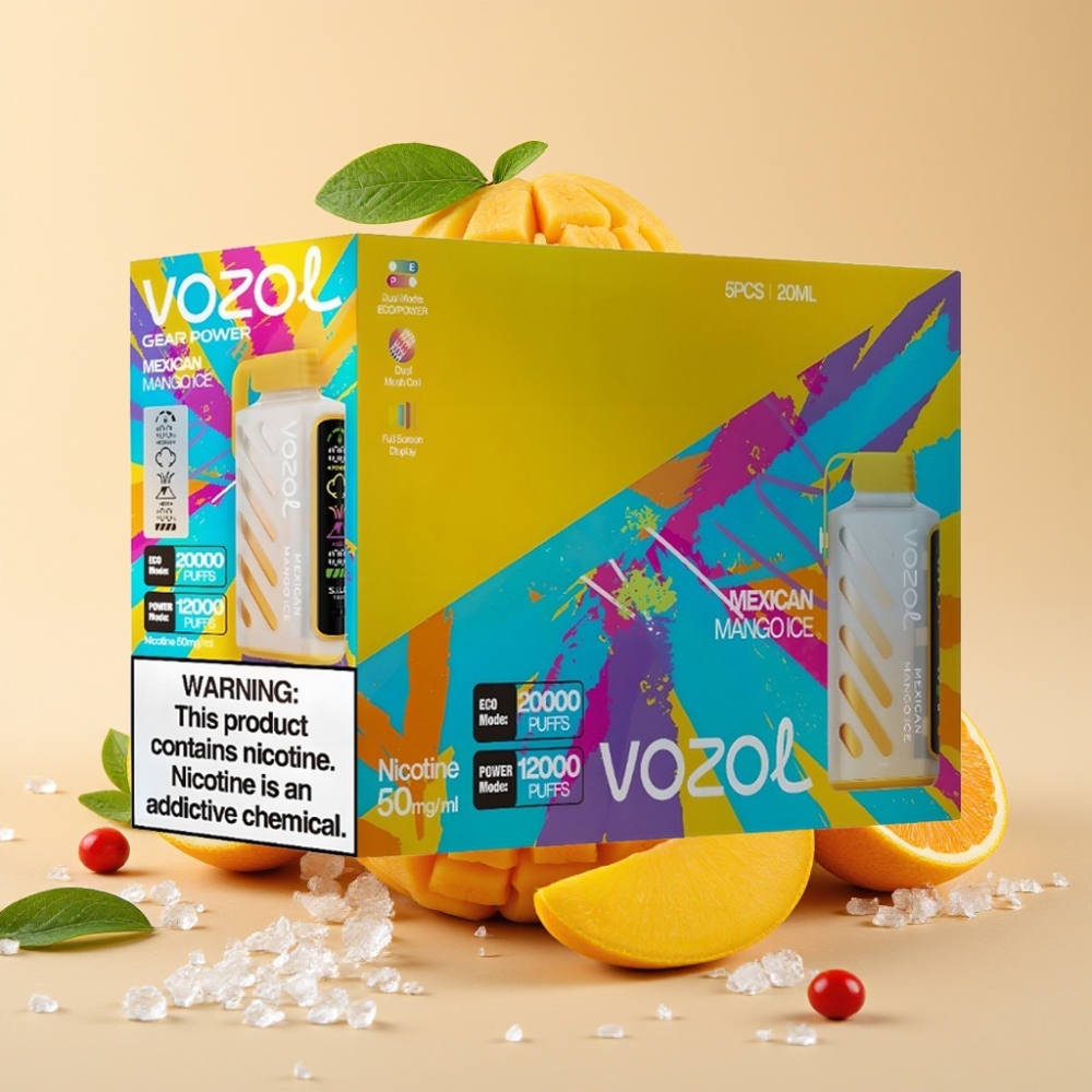 VOZOL Gear Power 20000 Puffs S.i.L.C. Tech Dual Mesh Coil Mexikanisches Mango Eis
