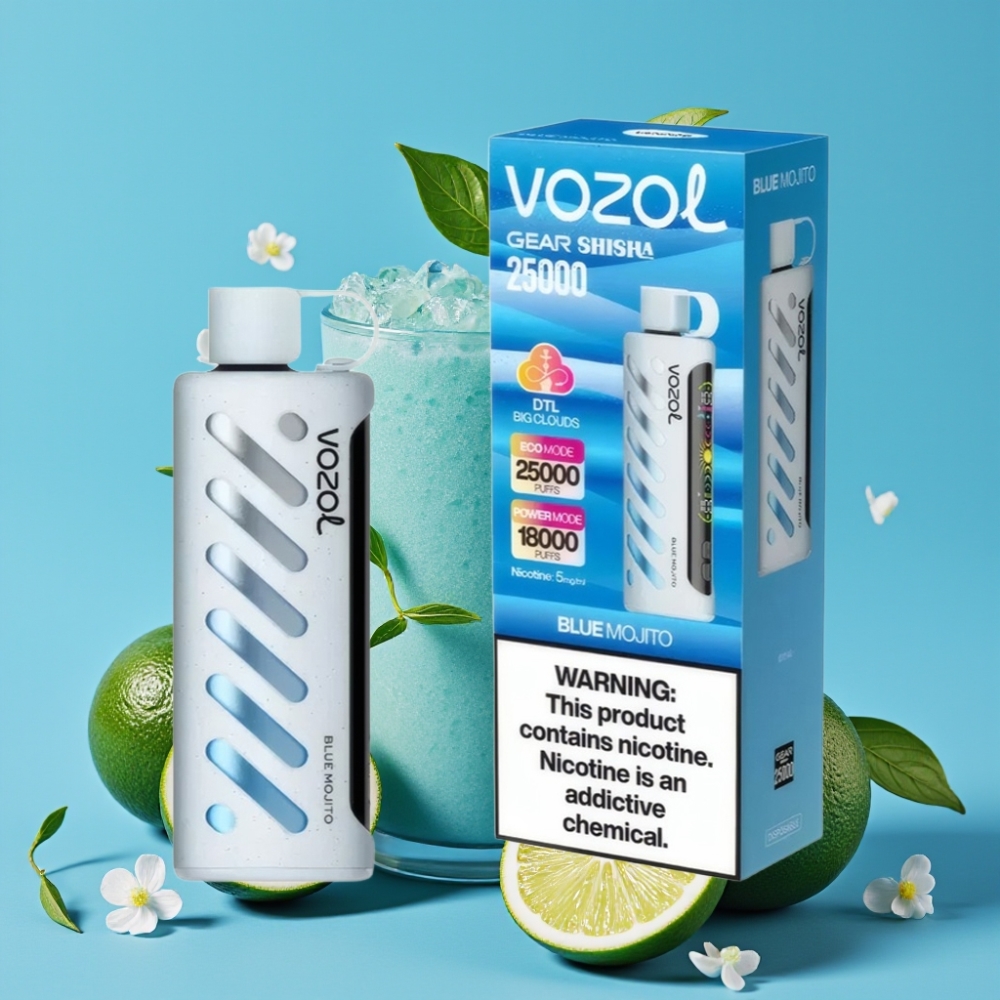 VOZOL Gear Shisha 25000 Puffs Dual Mesh Dual Modes 1000mAh Blue Mojito (Blaue Mojito)