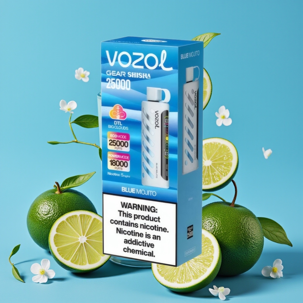 VOZOL Gear Shisha 25000 Puffs Dual Mesh Dual Modes 1000mAh Blue Mojito (Blaue Mojito)