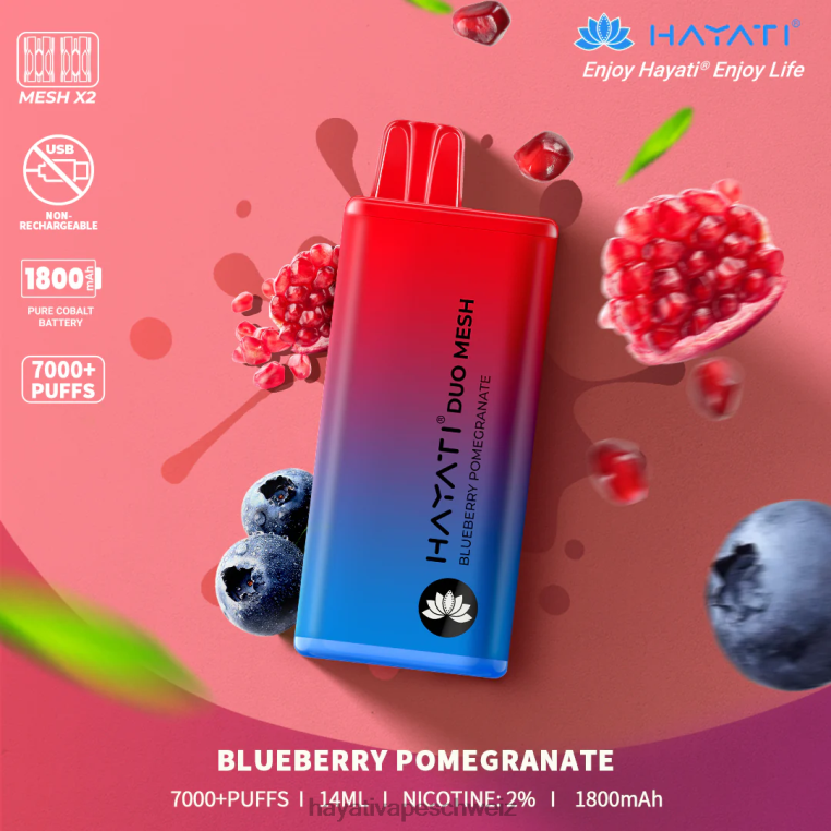 Hayati Flavours | Hayati Duo Mesh Einweg Blaubeer-Granatapfel X880P186