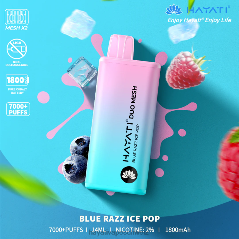 Hayati Flavours | Hayati Duo Mesh Einweg Blauer Razz-Eispop X880P166