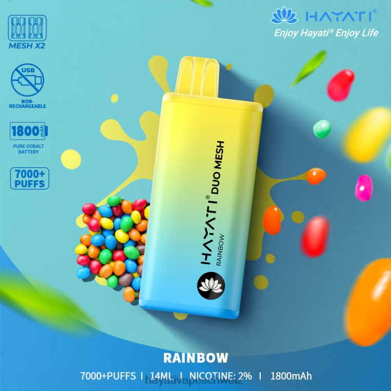 Hayati Flavours | Hayati Duo Mesh Einweg Regenbogen X880P176