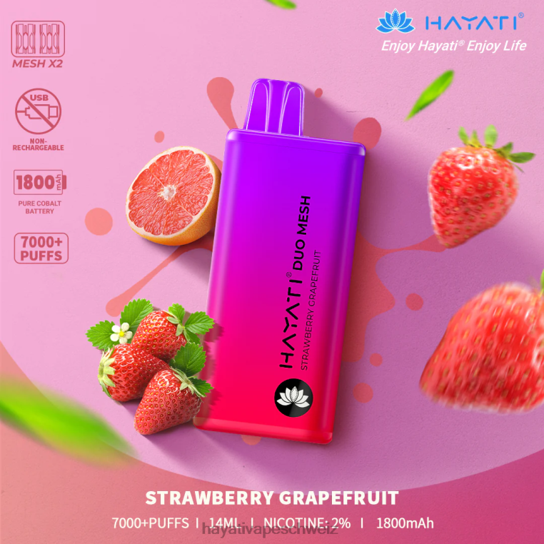 Hayati Schweiz | Hayati Duo Mesh Einweg Erdbeer-Grapefruit X880P191