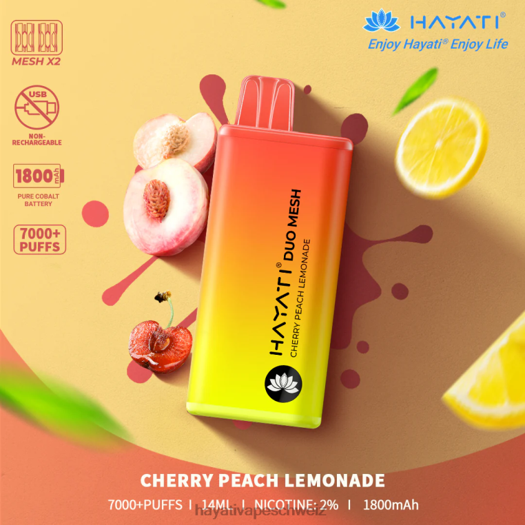 Hayati Store Schweiz | Hayati Duo Mesh Einweg Kirsch-Pfirsich-Limonade X880P168
