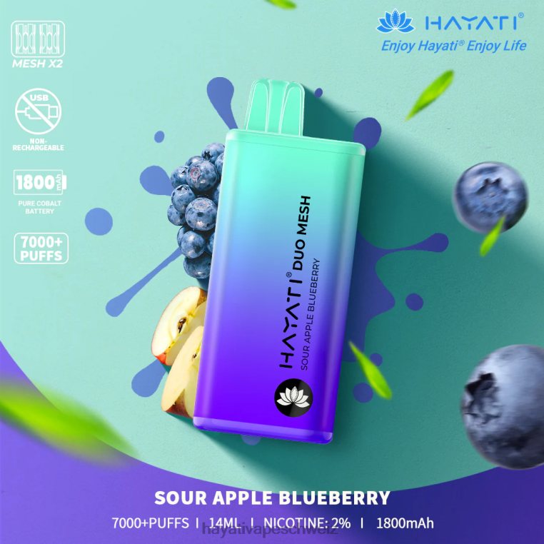 Hayati Store Schweiz | Hayati Duo Mesh Einweg saure Apfel-Blaubeere X880P188