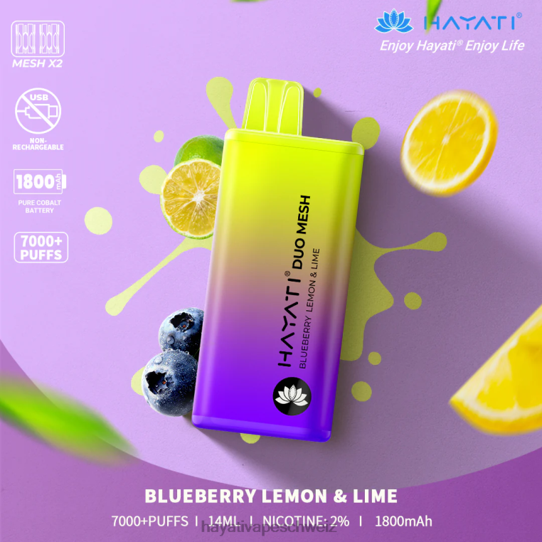 Blaubeere, Zitron und Limette
