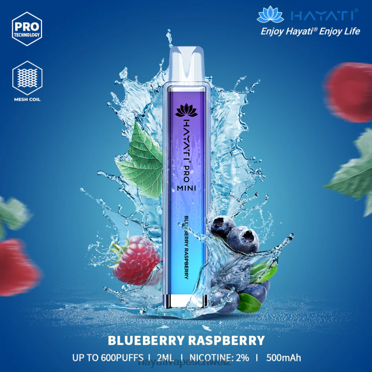 Hayati Flavours | Hayati Pro Mini Einweg Blaubeer-Himbeere X880P6