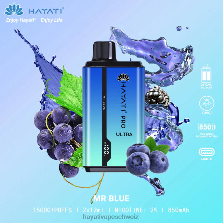 Hayati Flavour List | Hayati Pro Ultra Einweg 15000 Züge Herr Blau X880P207