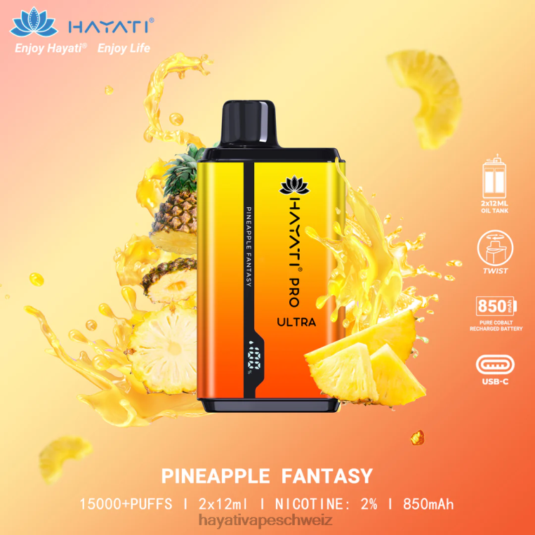 Hayati Store Schweiz | Hayati Pro Ultra Einweg 15000 Züge Ananas-Fantasie X880P208