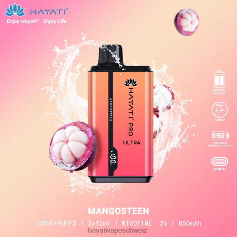 Hayati Vape Nicotine | Hayati Pro Ultra Einweg 15000 Züge Mangostan X880P205