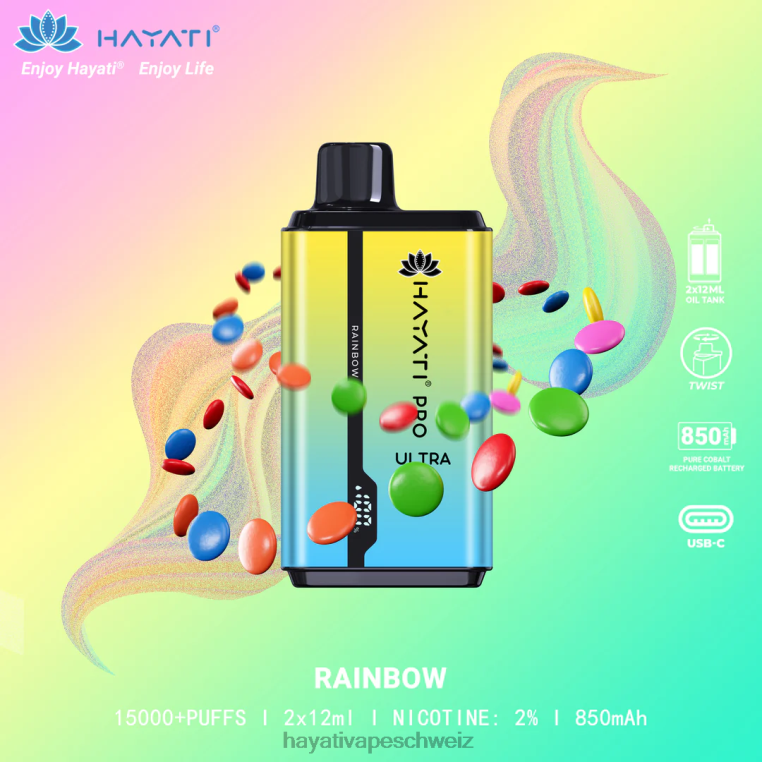 Hayati Vape Shop | Hayati Pro Ultra Einweg 15000 Züge Regenbogen X880P209