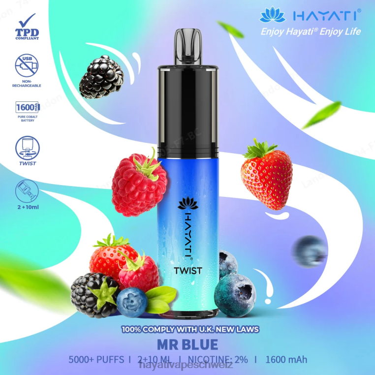 Hayati Flavour List | Hayati Twist Einweg Herr Blau X880P77