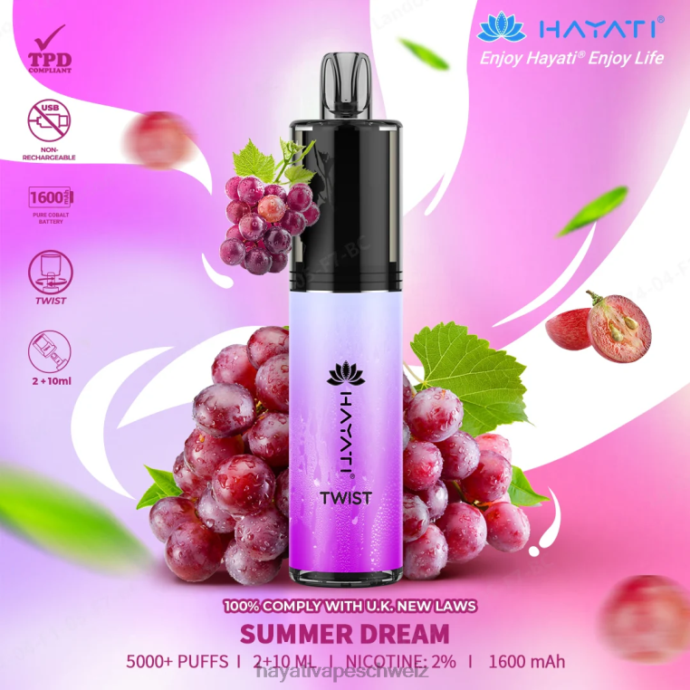 Hayati Flavour List | Hayati Twist Einweg Sommertraum X880P87