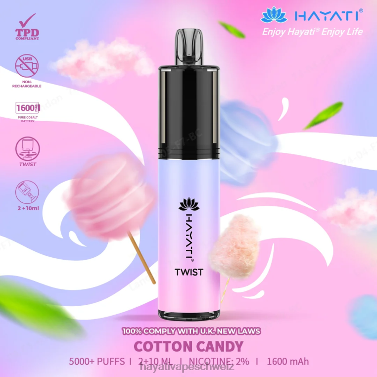Hayati Flavour List | Hayati Twist Einweg Zuckerwatte X880P67