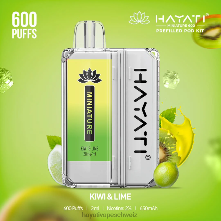 Hayati Store Schweiz | Hayati Miniature 600 Pod-Kits Kiwi und Limette X880P38