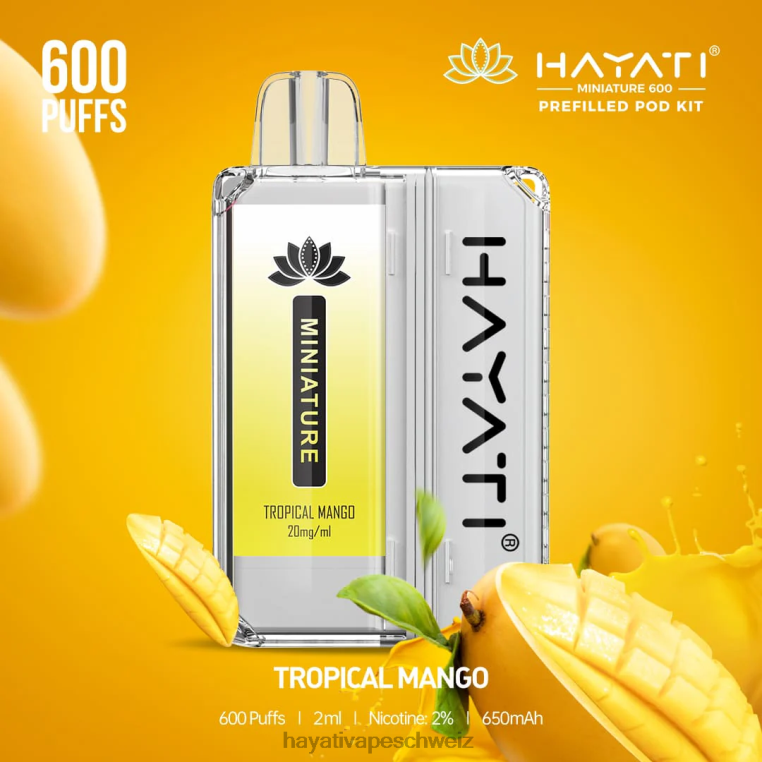 Hayati Vape Shop | Hayati Miniature 600 Pod-Kits tropische Mango X880P49