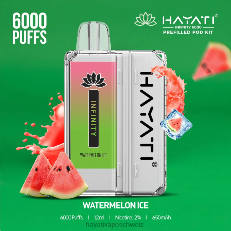 Hayati Vape Review | Hayati Infinity 6000 Pod-Kits Wassermeloneneis X880P164