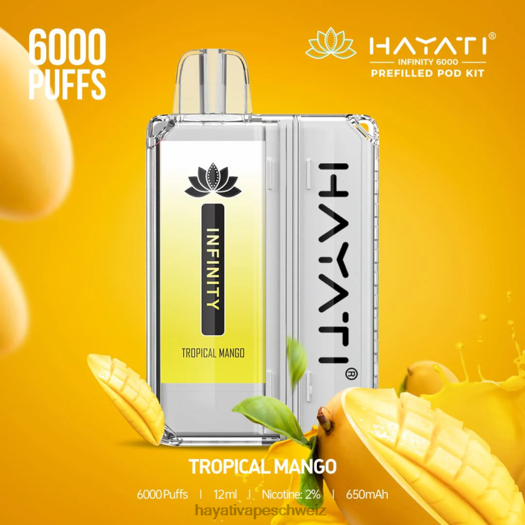Hayati Vape Schweiz | Hayati Infinity 6000 Pod-Kits tropische Mango X880P163